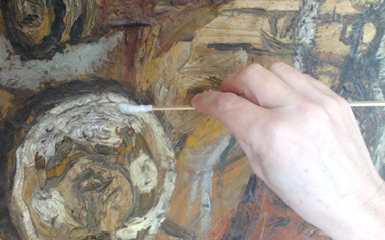 Bratby painting being restored in the falmouth studio